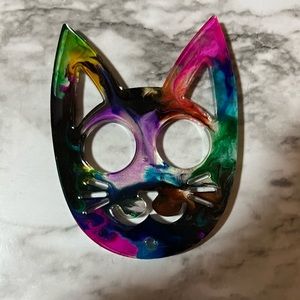 Self defense cat Keychain (rainbow) - NEW